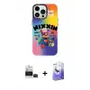 ieg™ iPhone 14 Pro Max Kılıf Siluet Çizgi Koleksiyonu - Siyah Bilvis 5in1 5D Magic Hayalet Cam Ekran Koruyucu + Bilvis Titan Kamera Lens - SH