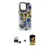 ieg™ iPhone 14 Pro Max Kılıf Siluet Çizgi Koleksiyonu - Siyah Buffer Cam Ekran Koruyucu + Bilvis Titan Kamera Lens - DNMR
