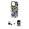 ieg™ iPhone 14 Pro Max Kılıf Siluet Çizgi Koleksiyonu - Siyah Buffer Hayalet Cam Ekran Koruyucu + Bilvis Titan Kamera Lens - DNMR
