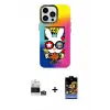 ieg™ iPhone 14 Pro Max Kılıf Siluet Çizgi Koleksiyonu - Siyah Buffer Hayalet Cam Ekran Koruyucu + Bilvis Titan Kamera Lens - GS