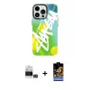 ieg™ iPhone 14 Pro Max Kılıf Siluet Çizgi Koleksiyonu - Siyah Buffer Hayalet Cam Ekran Koruyucu + Bilvis Titan Kamera Lens - GS