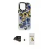 ieg™ iPhone 14 Pro Max Kılıf Siluet Çizgi Koleksiyonu - Siyah Mat Seramik Nano Ekran Koruyucu + Raze Metal Kamera Lens - GD