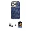 ieg™ iPhone 14 Pro Max Kılıf Siluet Form Serisi - Siyah Buffer Hayalet Cam Ekran Koruyucu + Bilvis Titan Kamera Lens - SH