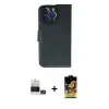 ieg™ iPhone 14 Pro Max Kılıf Siluet Işık Serisi - Siyah Buffer Cam Ekran Koruyucu + Bilvis Titan Kamera Lens - GD