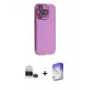 ieg™ iPhone 14 Pro Max Kılıf Siluet Minimal Özel Seri - Siyah Bilvis 5in1 3D Magic Cam Ekran Koruyucu + Bilvis Titan Kamera Lens - SH