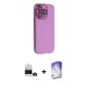 ieg™ iPhone 14 Pro Max Kılıf Siluet Minimal Özel Seri - Siyah Bilvis 5in1 3D Magic Cam Ekran Koruyucu + Bilvis Titan Kamera Lens - GD