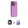 ieg™ iPhone 14 Pro Max Kılıf Siluet Minimal Özel Seri - Siyah Bilvis 5in1 5D Magic Hayalet Cam Ekran Koruyucu + PVD Metal Kamera Lens - TU