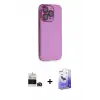 ieg™ iPhone 14 Pro Max Kılıf Siluet Minimal Özel Seri - Siyah Bilvis 5in1 5D Magic Hayalet Cam Ekran Koruyucu + Bilvis Titan Kamera Lens - DNMR
