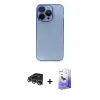 ieg™ iPhone 14 Pro Max Kılıf Siluet Minimal Özel Seri - Siyah Bilvis 5in1 5D Magic Hayalet Cam Ekran Koruyucu + Raze Metal Kamera Lens - GD