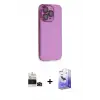 ieg™ iPhone 14 Pro Max Kılıf Siluet Minimal Özel Seri - Siyah Bilvis 5in1 5D Magic Hayalet Cam Ekran Koruyucu + Bilvis Titan Kamera Lens - SH