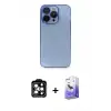 ieg™ iPhone 14 Pro Max Kılıf Siluet Minimal Özel Seri - Siyah Bilvis 5in1 5D Magic Hayalet Cam Ekran Koruyucu + PVD Metal Kamera Lens - TU
