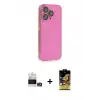 ieg™ iPhone 14 Pro Max Kılıf Siluet Minimal Özel Seri - Siyah Buffer Cam Ekran Koruyucu + Bilvis Titan Kamera Lens - GD