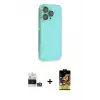 ieg™ iPhone 14 Pro Max Kılıf Siluet Minimal Özel Seri - Siyah Buffer Cam Ekran Koruyucu + Bilvis Titan Kamera Lens - GS