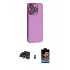 ieg™ iPhone 14 Pro Max Kılıf Siluet Minimal Özel Seri - Siyah Buffer Hayalet Cam Ekran Koruyucu + Raze Metal Kamera Lens - GD