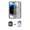 ieg™ iPhone 14 Pro Max Kılıf Siluet Minimal Prime - Siyah Bilvis 5in1 3D Magic Cam Ekran Koruyucu + PVD Metal Kamera Lens - TU