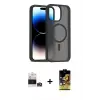 ieg™ iPhone 14 Pro Max Kılıf Siluet Minimal Prime - Siyah Buffer Cam Ekran Koruyucu + Bilvis Titan Kamera Lens - GS