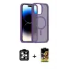 ieg™ iPhone 14 Pro Max Kılıf Siluet Minimal Prime - Siyah Buffer Cam Ekran Koruyucu + PVD Metal Kamera Lens - TU