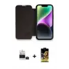 ieg™ iPhone 14 Pro Max Kılıf Siluet Minimal Serisi - Siyah Buffer Cam Ekran Koruyucu + Bilvis Titan Kamera Lens - SH