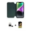 ieg™ iPhone 14 Pro Max Kılıf Siluet Minimal Serisi - Siyah Buffer Cam Ekran Koruyucu + Bilvis Titan Kamera Lens - GS