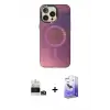 ieg™ iPhone 14 Pro Max Kılıf Siluet Modern Koleksiyonu - Siyah Bilvis 5in1 5D Magic Hayalet Cam Ekran Koruyucu + Bilvis Titan Kamera Lens - GD