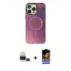 ieg™ iPhone 14 Pro Max Kılıf Siluet Modern Koleksiyonu - Siyah Buffer Hayalet Cam Ekran Koruyucu + Bilvis Titan Kamera Lens - SH