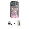 ieg™ iPhone 14 Pro Max Kılıf Siluet Modern Özel Seri - Siyah 6D Mat Seramik Hayalet Nano Ekran Koruyucu + Bilvis Titan Kamera Lens - SH