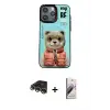 ieg™ iPhone 14 Pro Max Kılıf Siluet Modern Özel Seri - Siyah Bilvis 3D Mat Cam Ekran Koruyucu + Raze Metal Kamera Lens - GD