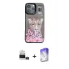ieg™ iPhone 14 Pro Max Kılıf Siluet Modern Özel Seri - Siyah Bilvis 5in1 3D Magic Cam Ekran Koruyucu + Bilvis Titan Kamera Lens - GD