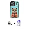 ieg™ iPhone 14 Pro Max Kılıf Siluet Modern Özel Seri - Siyah Bilvis 5in1 3D Magic Cam Ekran Koruyucu + Bilvis Titan Kamera Lens - GD