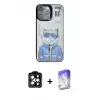 ieg™ iPhone 14 Pro Max Kılıf Siluet Modern Özel Seri - Siyah Bilvis 5in1 3D Magic Cam Ekran Koruyucu + PVD Metal Kamera Lens - TU
