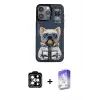 ieg™ iPhone 14 Pro Max Kılıf Siluet Modern Özel Seri - Siyah Bilvis 5in1 3D Magic Cam Ekran Koruyucu + PVD Metal Kamera Lens - TU
