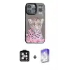 ieg™ iPhone 14 Pro Max Kılıf Siluet Modern Özel Seri - Siyah Bilvis 5in1 3D Magic Cam Ekran Koruyucu + PVD Metal Kamera Lens - TU