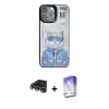 ieg™ iPhone 14 Pro Max Kılıf Siluet Modern Özel Seri - Siyah Bilvis 5in1 3D Magic Cam Ekran Koruyucu + Raze Metal Kamera Lens - GD