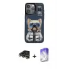 ieg™ iPhone 14 Pro Max Kılıf Siluet Modern Özel Seri - Siyah Bilvis 5in1 3D Magic Cam Ekran Koruyucu + Raze Metal Kamera Lens - GD