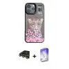 ieg™ iPhone 14 Pro Max Kılıf Siluet Modern Özel Seri - Siyah Bilvis 5in1 3D Magic Cam Ekran Koruyucu + Raze Metal Kamera Lens - GD