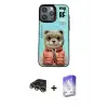 ieg™ iPhone 14 Pro Max Kılıf Siluet Modern Özel Seri - Siyah Bilvis 5in1 3D Magic Cam Ekran Koruyucu + Raze Metal Kamera Lens - GD
