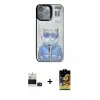 ieg™ iPhone 14 Pro Max Kılıf Siluet Modern Özel Seri - Siyah Buffer Cam Ekran Koruyucu + Bilvis Titan Kamera Lens - DNMR