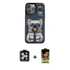 ieg™ iPhone 14 Pro Max Kılıf Siluet Modern Özel Seri - Siyah Buffer Cam Ekran Koruyucu + PVD Metal Kamera Lens - TU