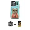 ieg™ iPhone 14 Pro Max Kılıf Siluet Modern Özel Seri - Siyah Buffer Cam Ekran Koruyucu + PVD Metal Kamera Lens - TU