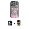 ieg™ iPhone 14 Pro Max Kılıf Siluet Modern Özel Seri - Siyah Buffer Cam Ekran Koruyucu + PVD Metal Kamera Lens - TU
