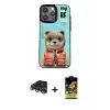 ieg™ iPhone 14 Pro Max Kılıf Siluet Modern Özel Seri - Siyah Buffer Cam Ekran Koruyucu + Raze Metal Kamera Lens - GS