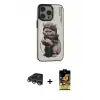 ieg™ iPhone 14 Pro Max Kılıf Siluet Modern Özel Seri - Siyah Buffer Cam Ekran Koruyucu + Raze Metal Kamera Lens - GS