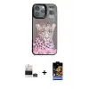 ieg™ iPhone 14 Pro Max Kılıf Siluet Modern Özel Seri - Siyah Buffer Hayalet Cam Ekran Koruyucu + Bilvis Titan Kamera Lens - GD