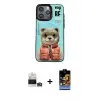 ieg™ iPhone 14 Pro Max Kılıf Siluet Modern Özel Seri - Siyah Buffer Hayalet Cam Ekran Koruyucu + Bilvis Titan Kamera Lens - GD