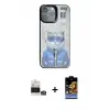 ieg™ iPhone 14 Pro Max Kılıf Siluet Modern Özel Seri - Siyah Buffer Hayalet Cam Ekran Koruyucu + Bilvis Titan Kamera Lens - GS