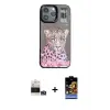 ieg™ iPhone 14 Pro Max Kılıf Siluet Modern Özel Seri - Siyah Buffer Hayalet Cam Ekran Koruyucu + Bilvis Titan Kamera Lens - GS