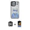 ieg™ iPhone 14 Pro Max Kılıf Siluet Modern Özel Seri - Siyah Buffer Hayalet Cam Ekran Koruyucu + PVD Metal Kamera Lens - TU