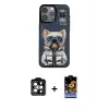 ieg™ iPhone 14 Pro Max Kılıf Siluet Modern Özel Seri - Siyah Buffer Hayalet Cam Ekran Koruyucu + PVD Metal Kamera Lens - TU