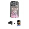 ieg™ iPhone 14 Pro Max Kılıf Siluet Modern Özel Seri - Siyah Buffer Hayalet Cam Ekran Koruyucu + Raze Metal Kamera Lens - GS