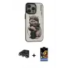 ieg™ iPhone 14 Pro Max Kılıf Siluet Modern Özel Seri - Siyah Buffer Hayalet Cam Ekran Koruyucu + Raze Metal Kamera Lens - GS